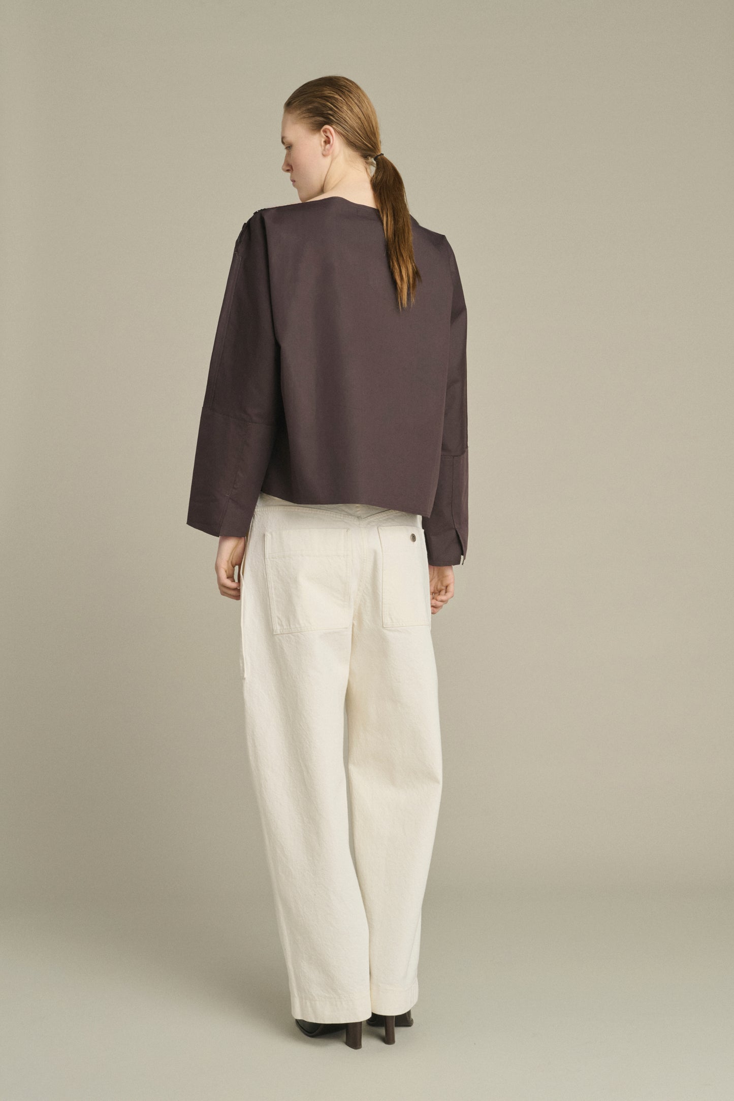 Bluse Kate – Feige/Dunkelbraun – Baumwolle – Damen