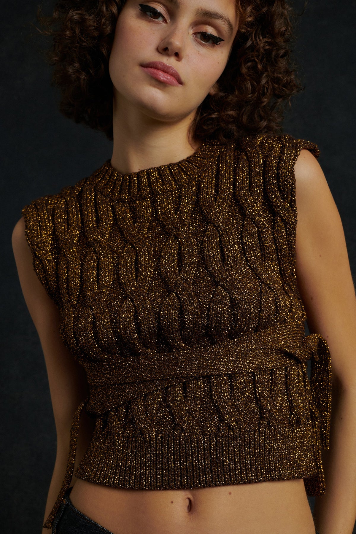 PULL STARLETTE BEIGE DORÉ vue 2
