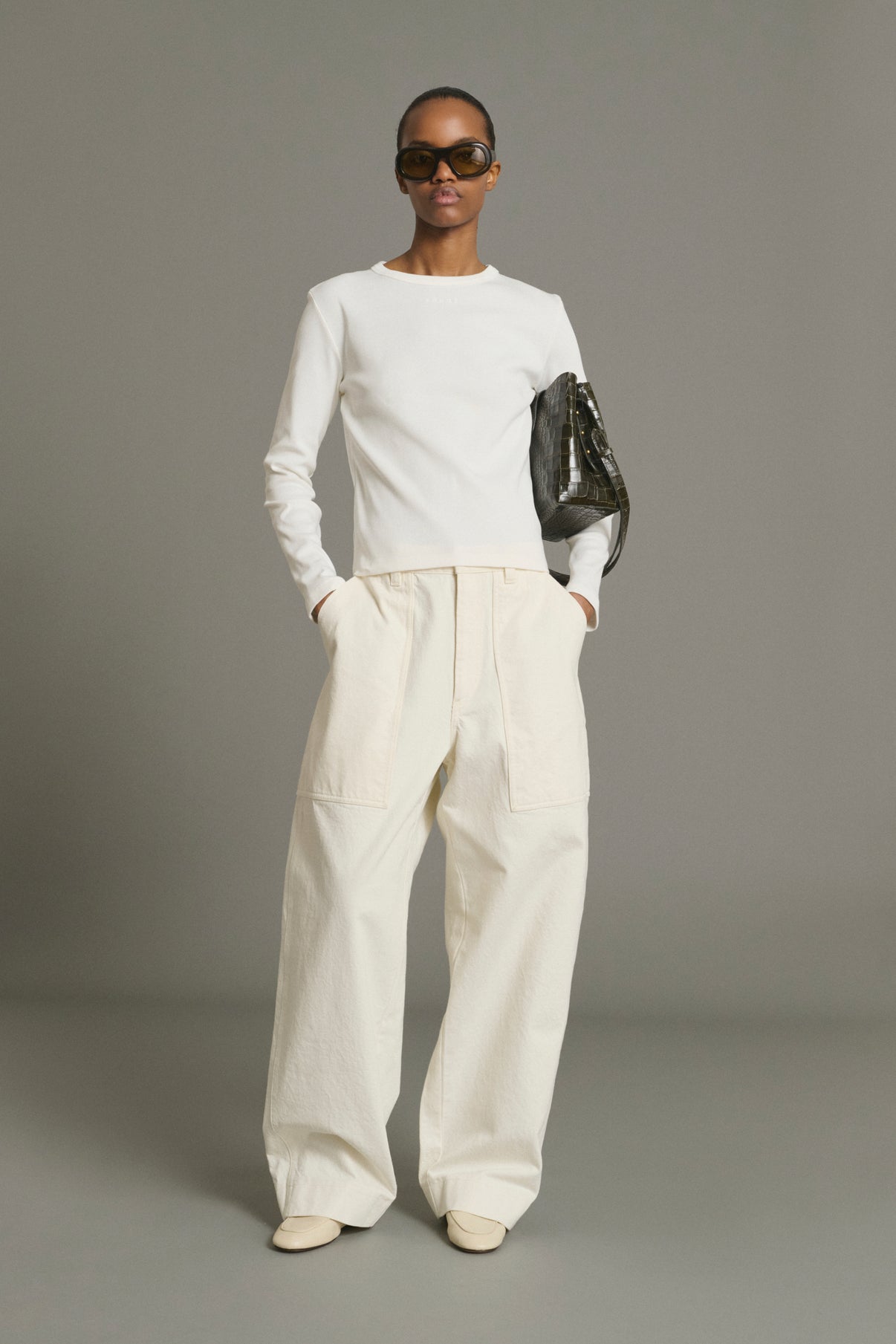 Flavie T-Shirt - White Organic Cotton Long Sleeves - Soeur vue 5