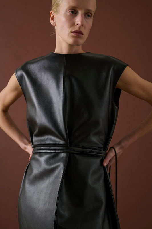 Robe Sofia - Noir - Cuir - Femme