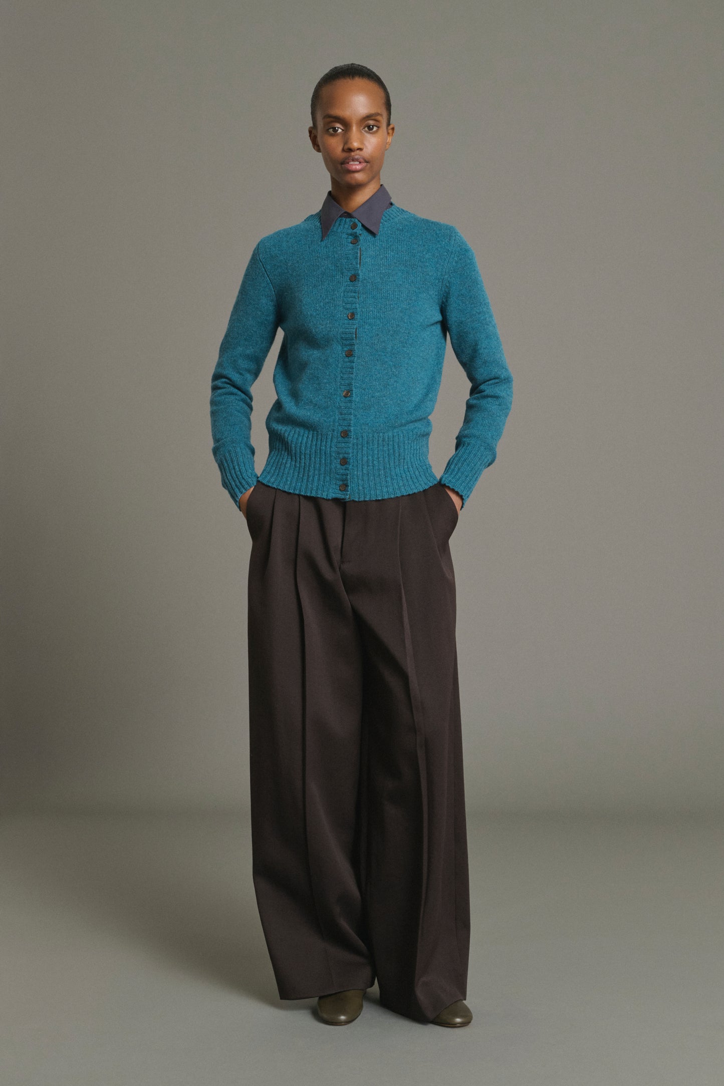 Cardigan Fugu - Persischblau - Merinowolle - Damen