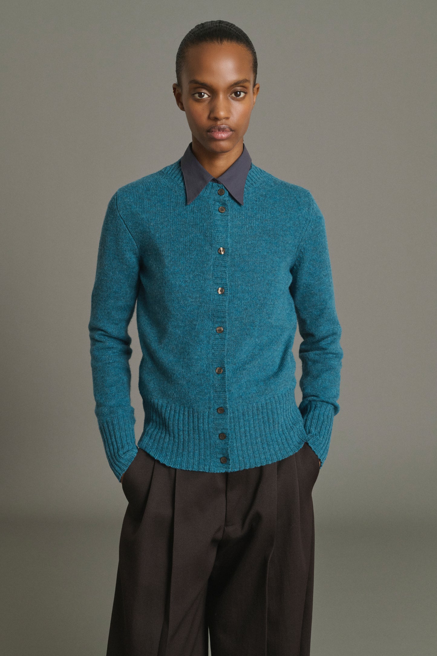 Cardigan Fugu - Persischblau - Merinowolle - Damen