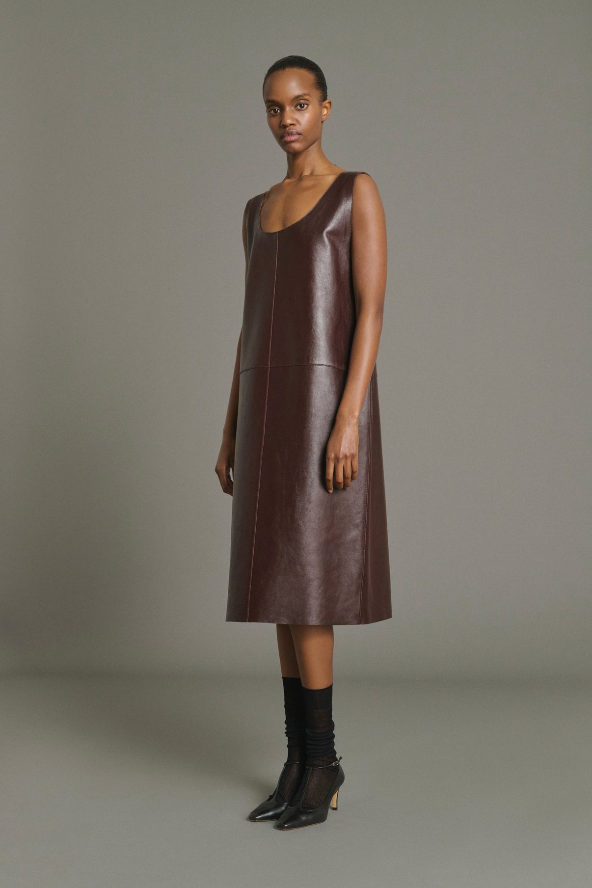 Kleid Joa – Bordeaux – Leder – Damen vue 1