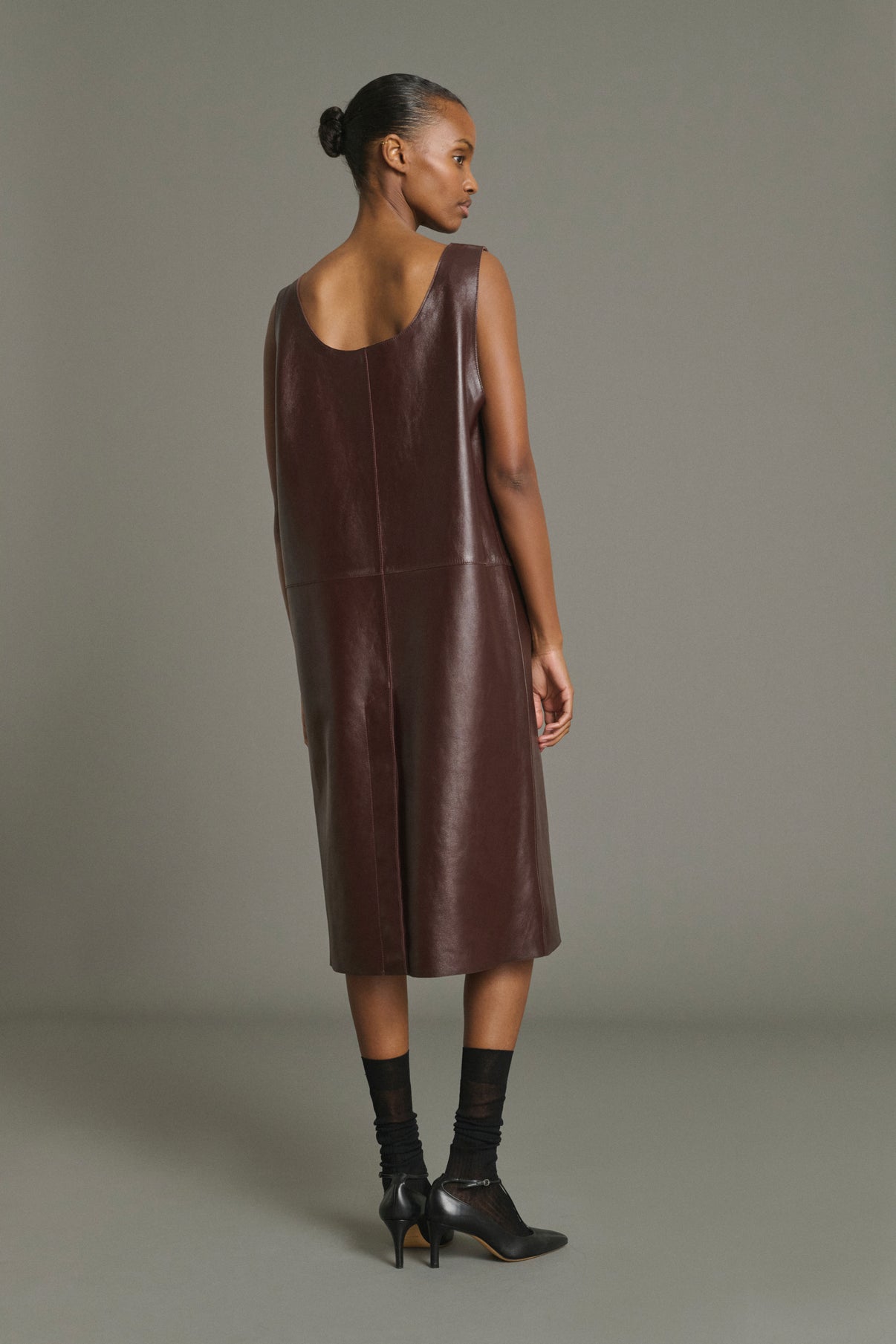 Kleid Joa – Bordeaux – Leder – Damen vue 2