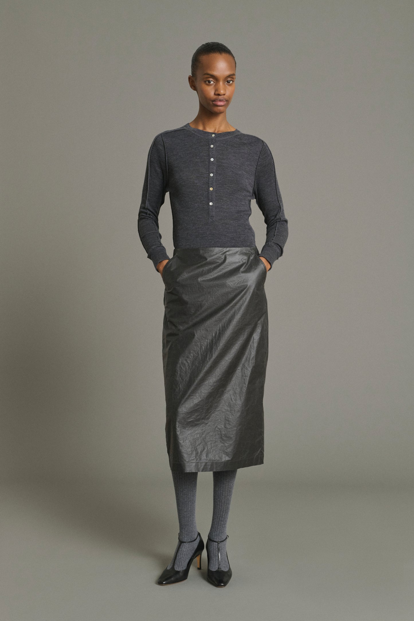 Tee-Shirt Laos - Gris Anthracite - Laine - Femme