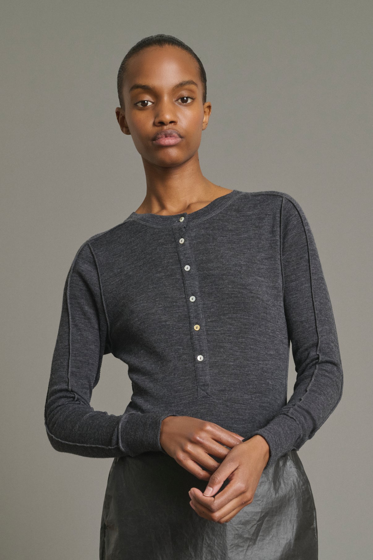 Tee-Shirt Laos - Gris Anthracite - Laine - Femme vue 3