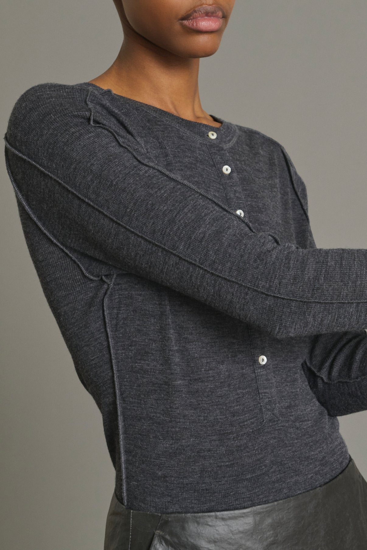 Tee-Shirt Laos - Gris Anthracite - Laine - Femme vue 5