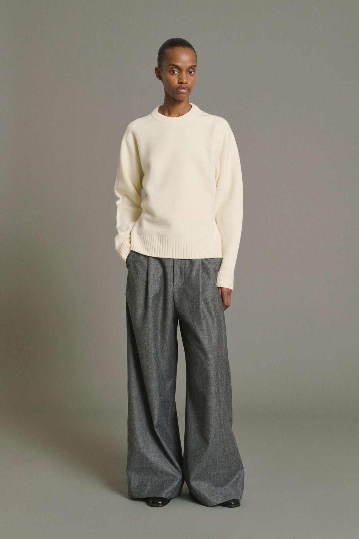 Hose Hugues – Grau Meliert – Wolle – Damen vue 1