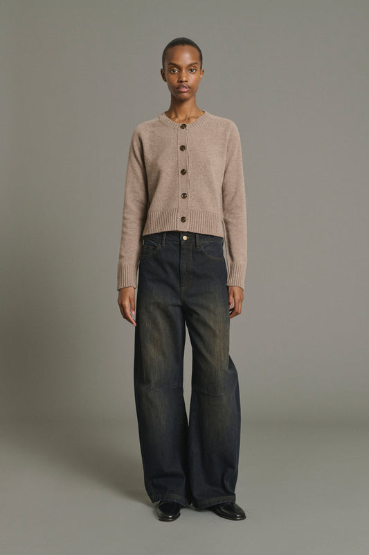 Cardigan Virginia – Beige Chiné – Merinowolle – Damen