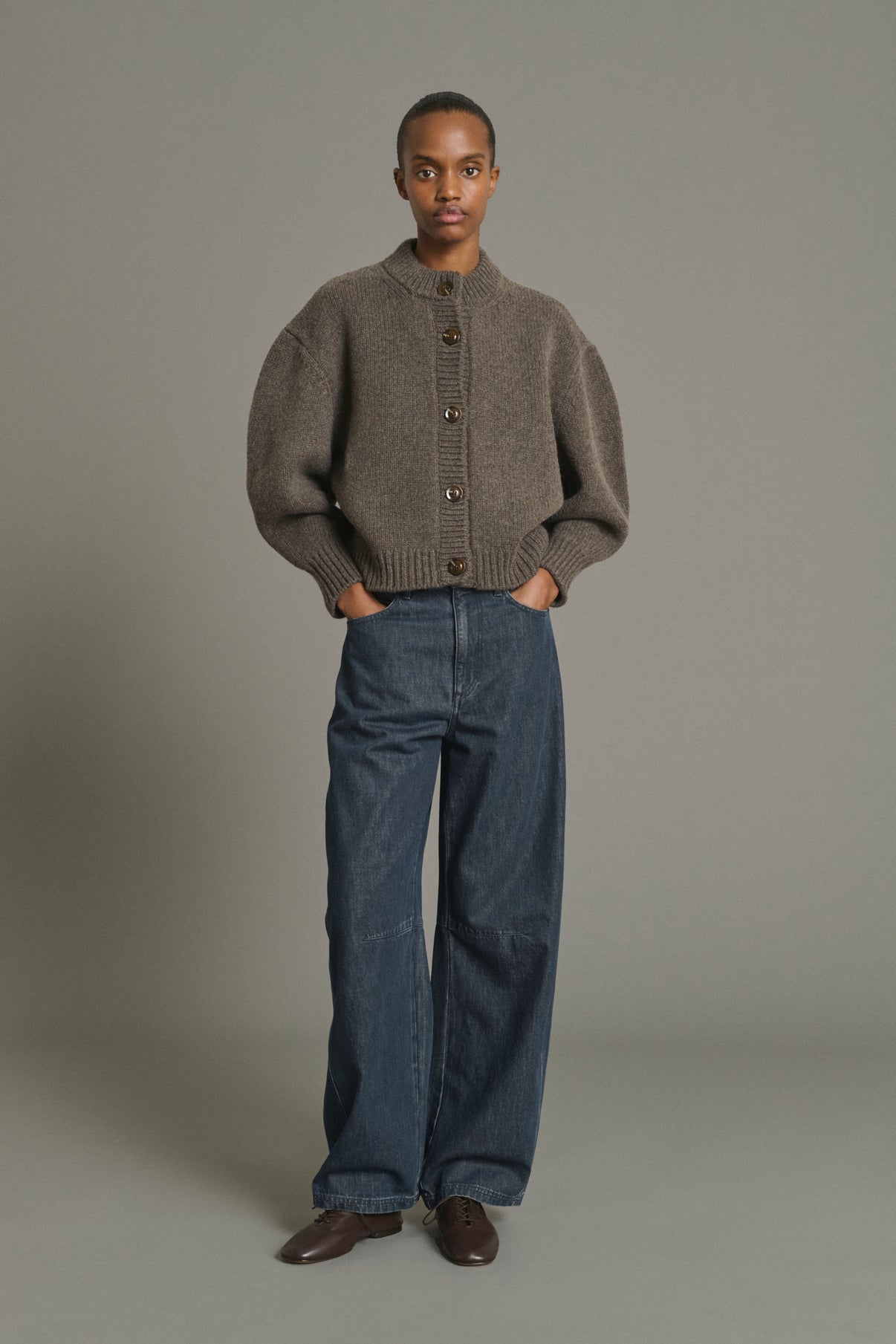 Cardigan Leonard - Marron Glacé - Laine Mérinos - Femme vue 3