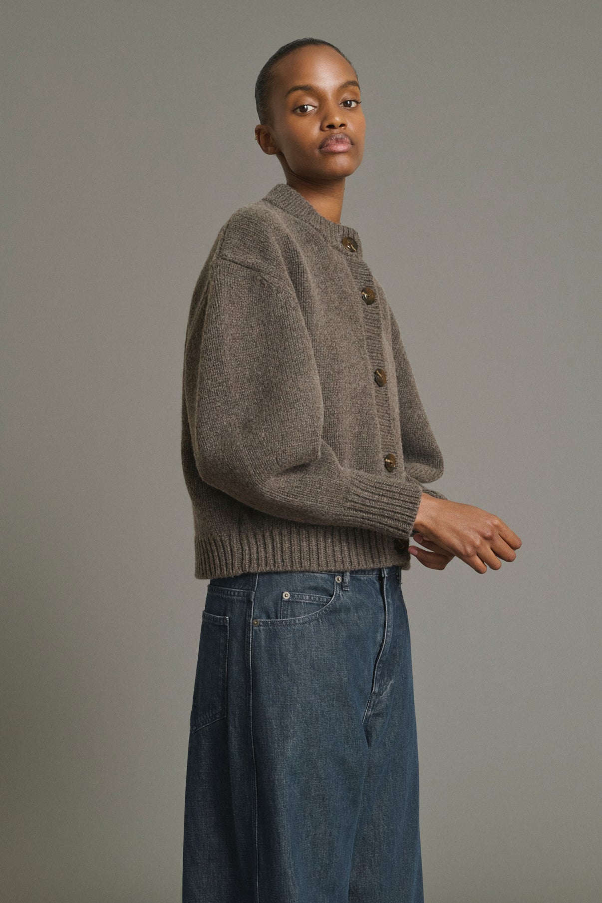 Cardigan Leonard - Marron Glacé - Laine Mérinos - Femme vue 1