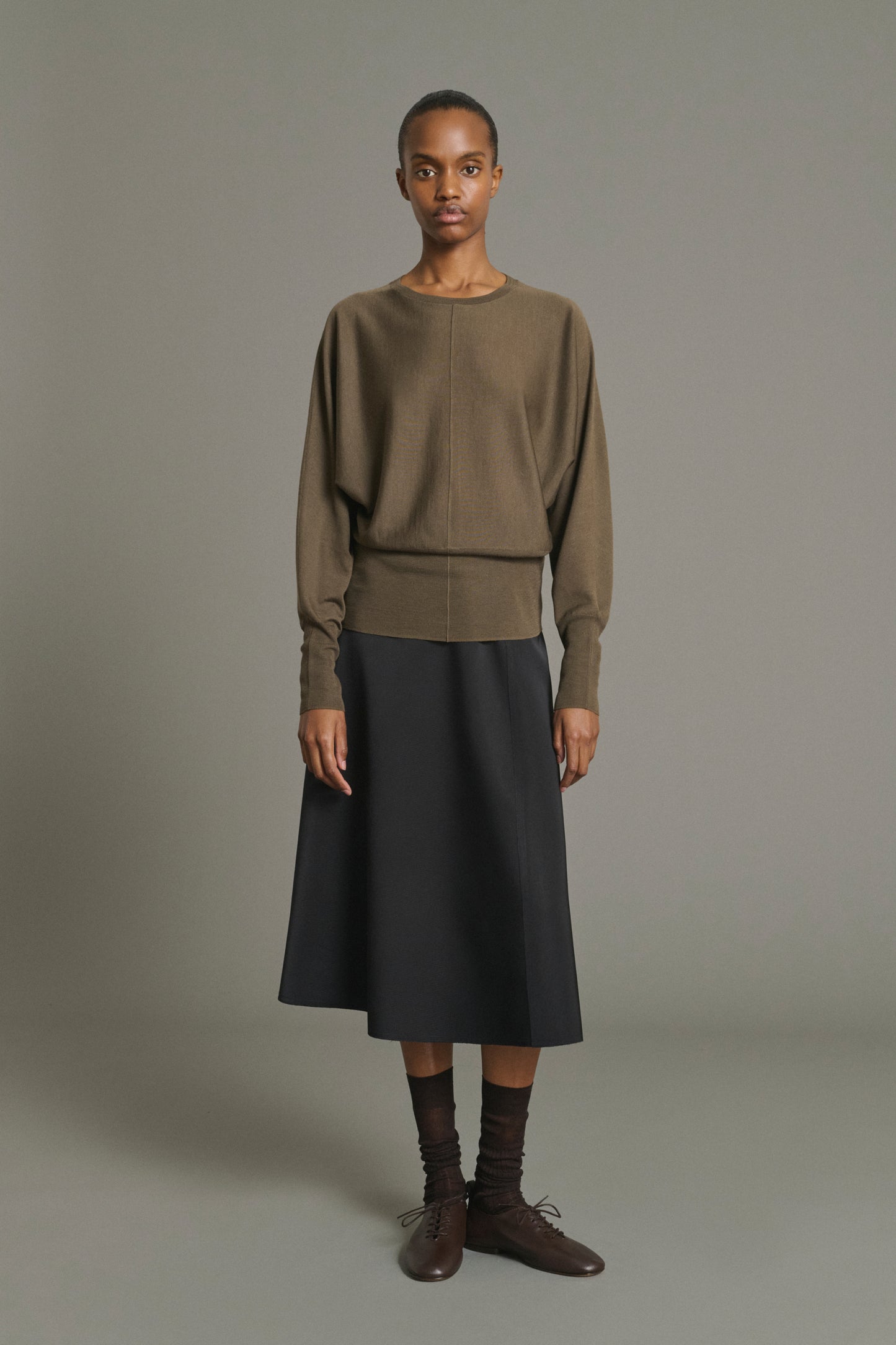 Pullover Lina - Khaki - Merinowolle - Damen