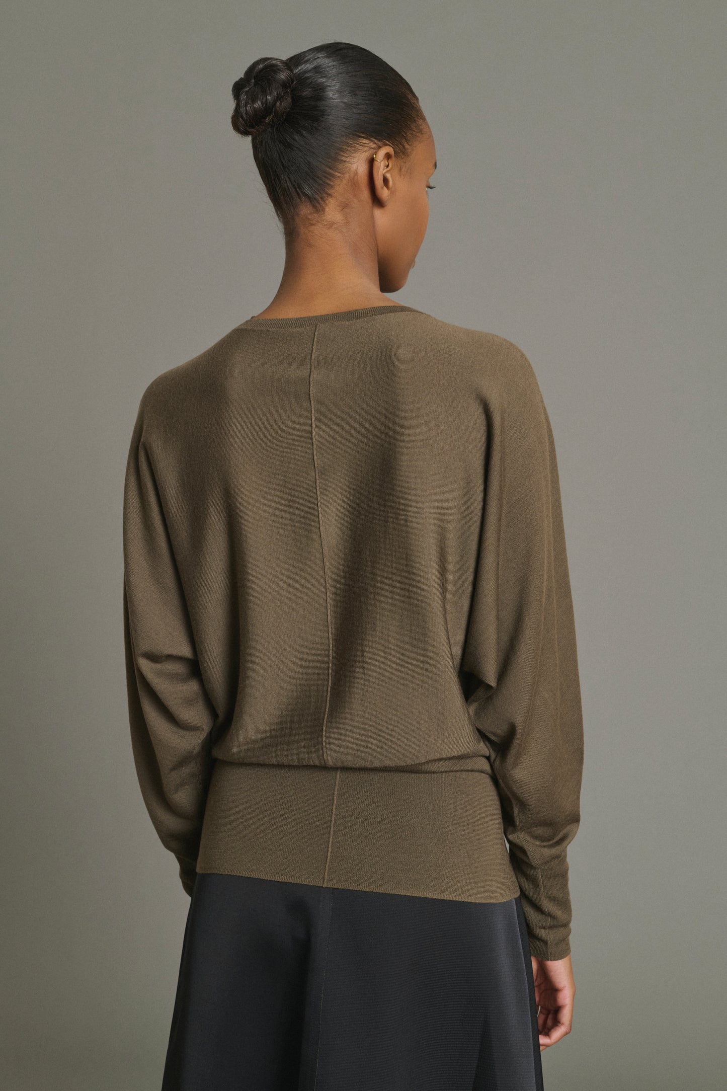 Pullover Lina - Khaki - Merinowolle - Damen