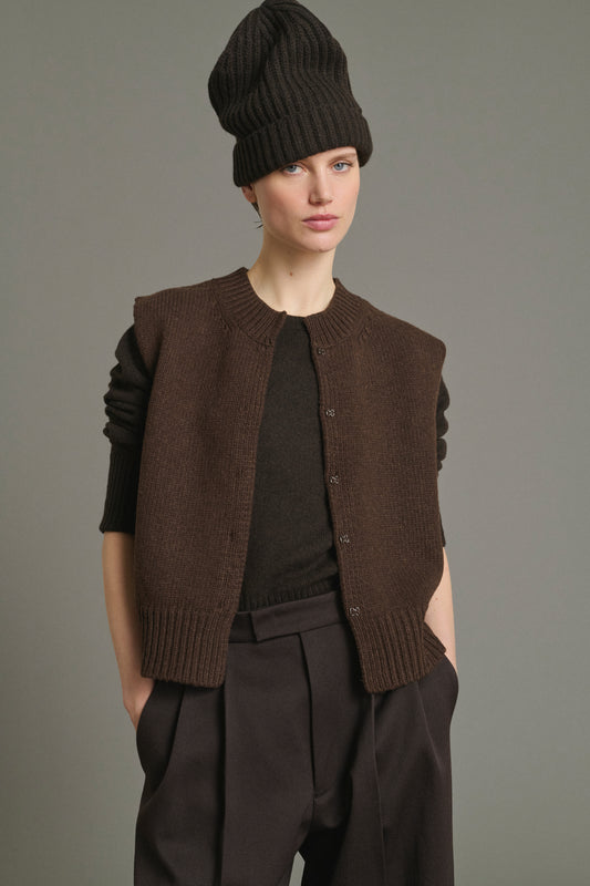 Cardigan Kalyanee - Chocolat - Laine - Femme