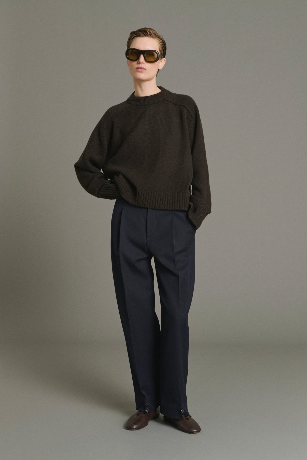 Pantalon Felix - Navy Laine à Pinces Femme - Soeur vue 5