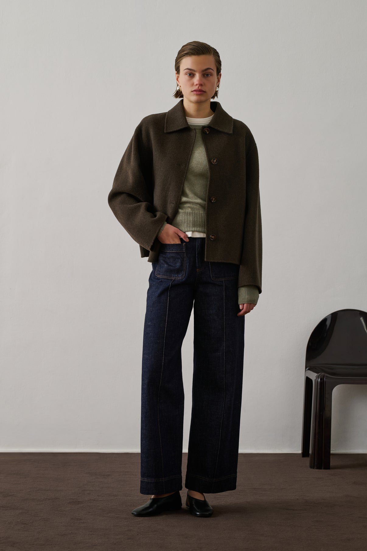 Manteau Gyoda - Kaki Brun - Laine - Femme vue 2