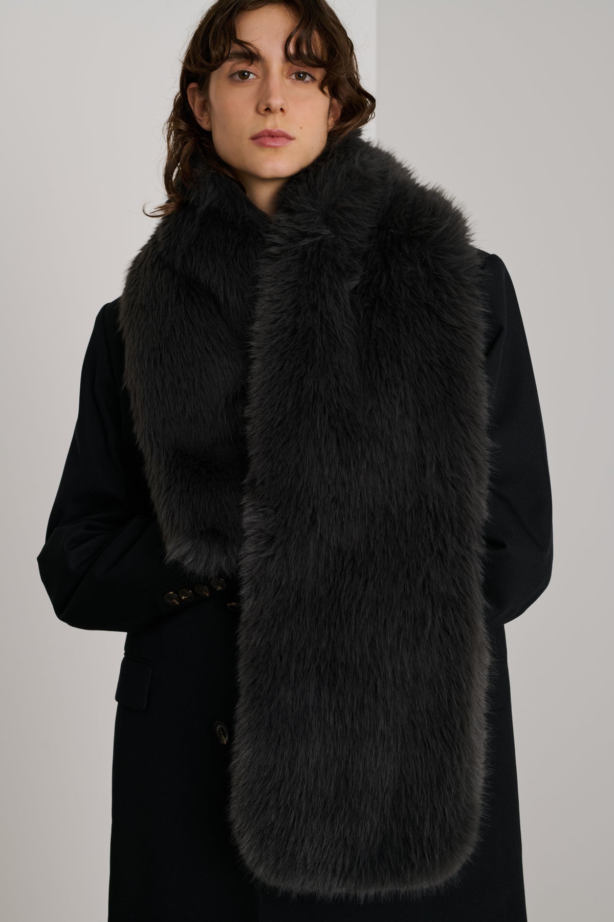 Ruby scarf - Anthracite - Leather - Women vue 2