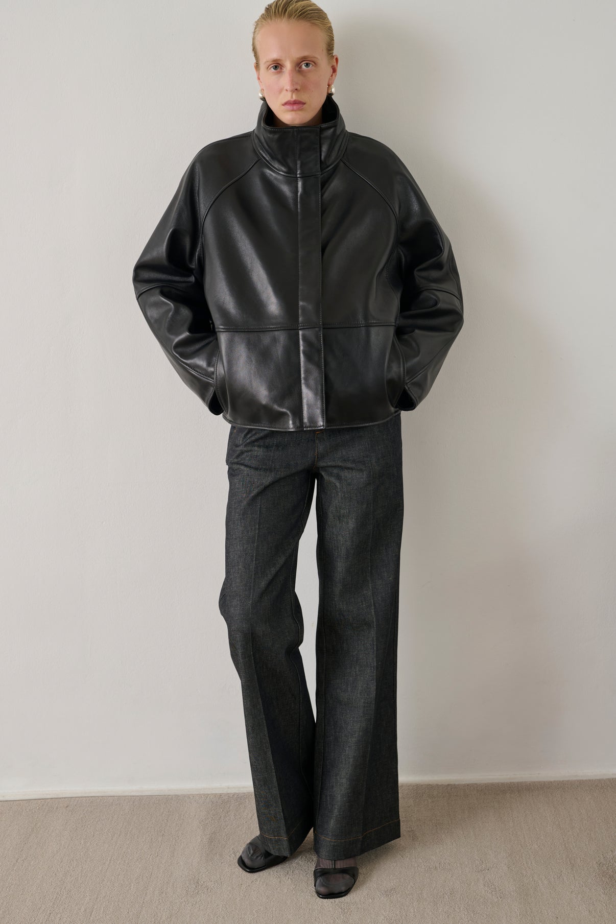 Jacke Gamma - Schwarz - Leder - Damen vue 1