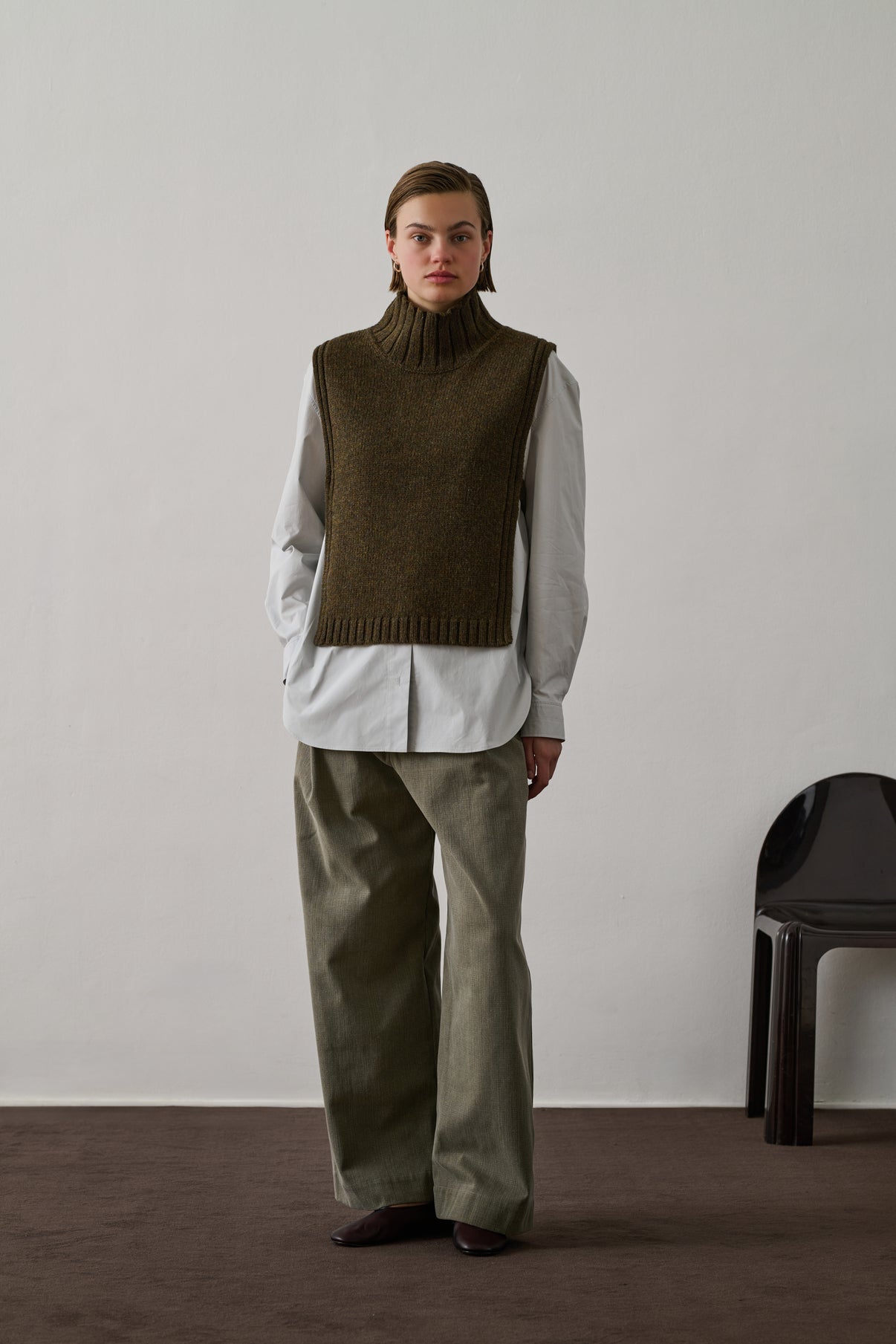 Pull Or - Kaki Chiné - Laine - Femme vue 1