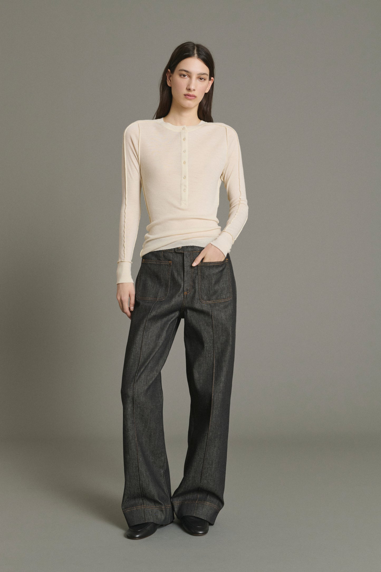 Jeans Harry - Schwarzer roher ausgestellter Denim Damen - Soeur