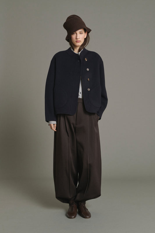 Manteau Windsor - Deep Navy Laine Court Femme - Soeur