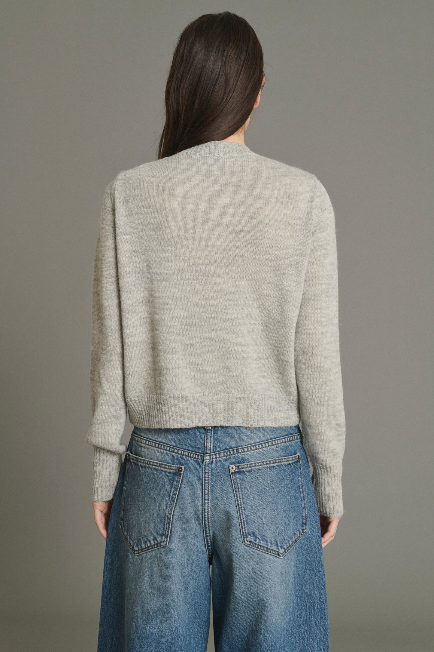 Cardigan Griffith - Hellgrau Meliert - Wolle - Damen