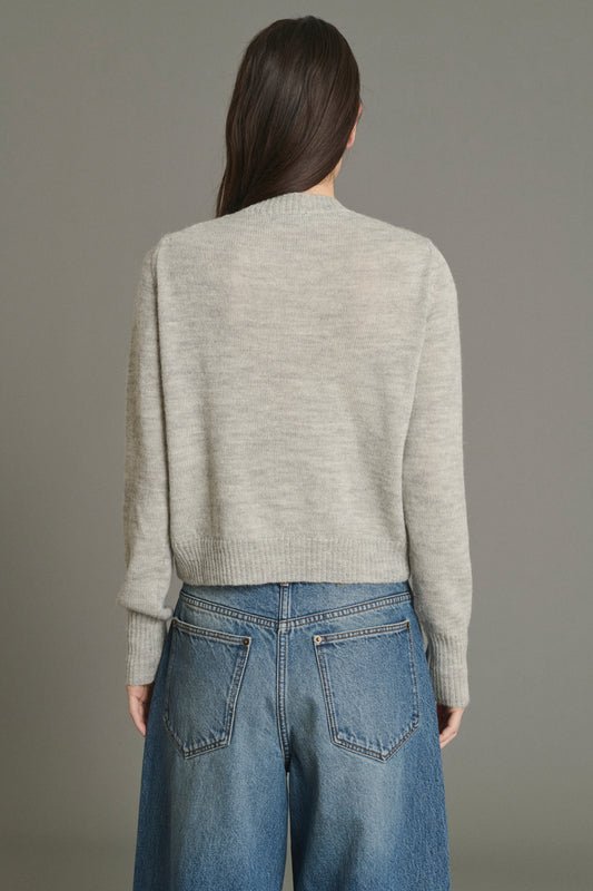 Cardigan Griffith - Hellgrau Meliert - Wolle - Damen