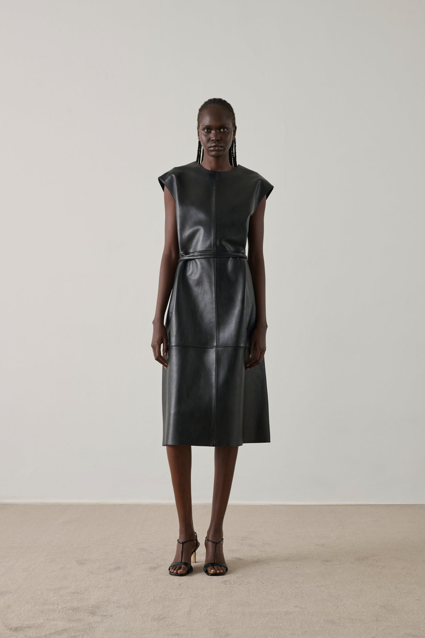 Kleid Sofia - Schwarz - Leder - Damen