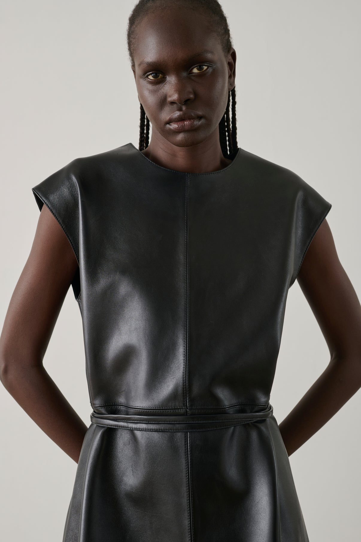 Kleid Sofia - Schwarz - Leder - Damen vue 3