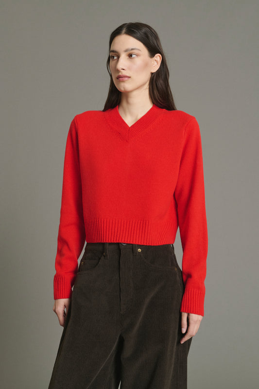 Pullover Jonas – Rot – Merinowolle – Damen