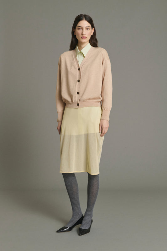 Cardigan Idem - Beige Rosé - Laine Mérinos - Femme