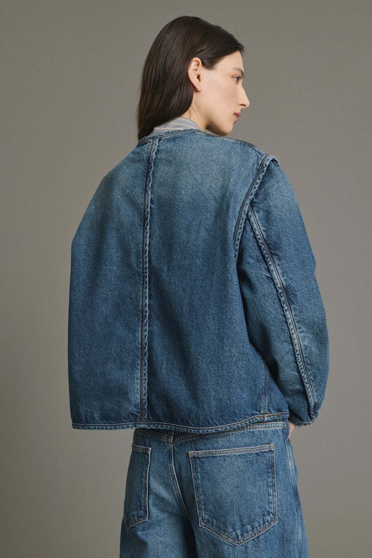 Veste Agatha - Bleu Denim Coton Femme - Soeur vue 4