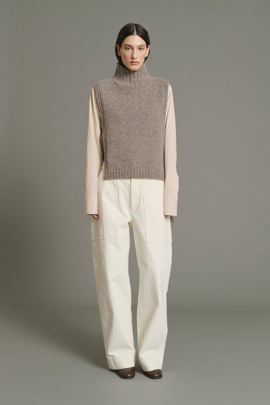 Pullover Or – Beige/Grau – Wolle – Damen