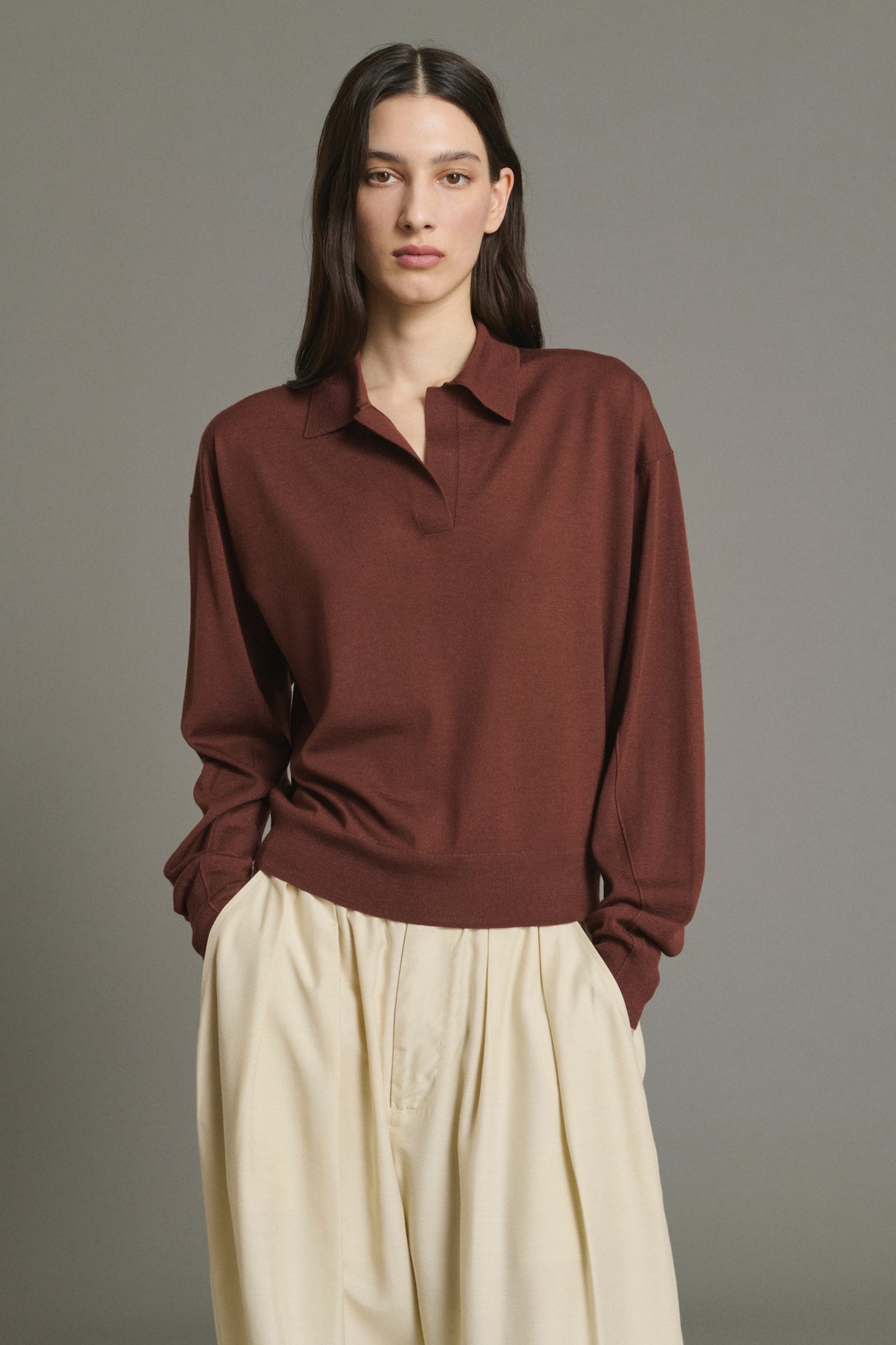 Pullover Fleming - Mahagoni - Merinowolle - Damen vue 3
