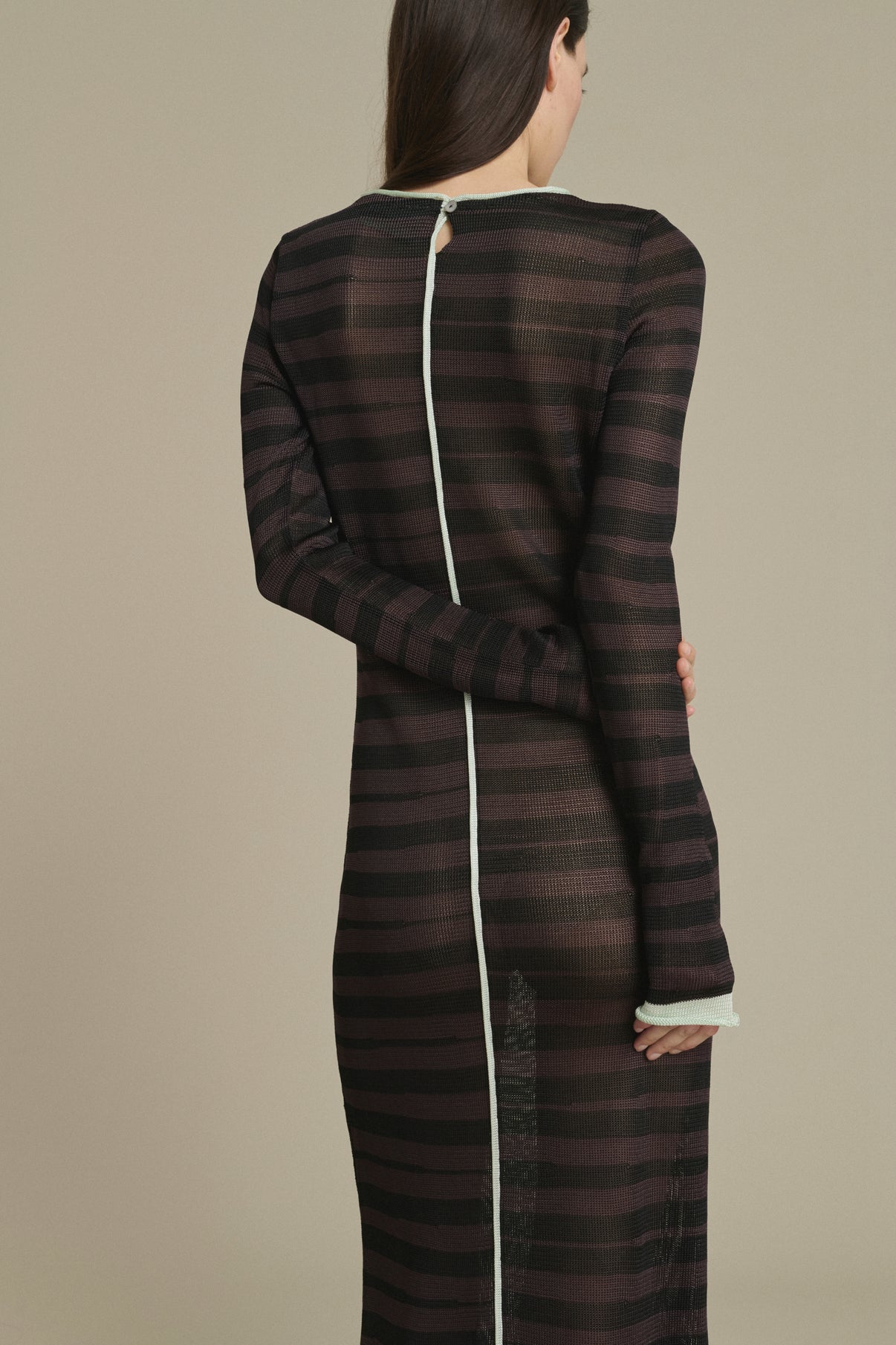Momo long striped chocolate and black dress Soeur & TL180 - Soeur vue 4