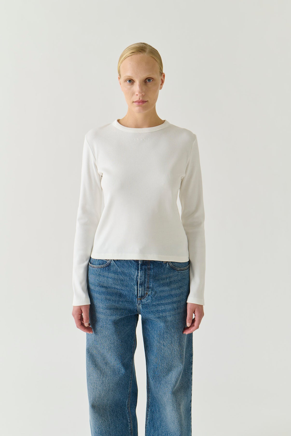 Flavie T-Shirt - White Organic Cotton Long Sleeves - Soeur vue 2