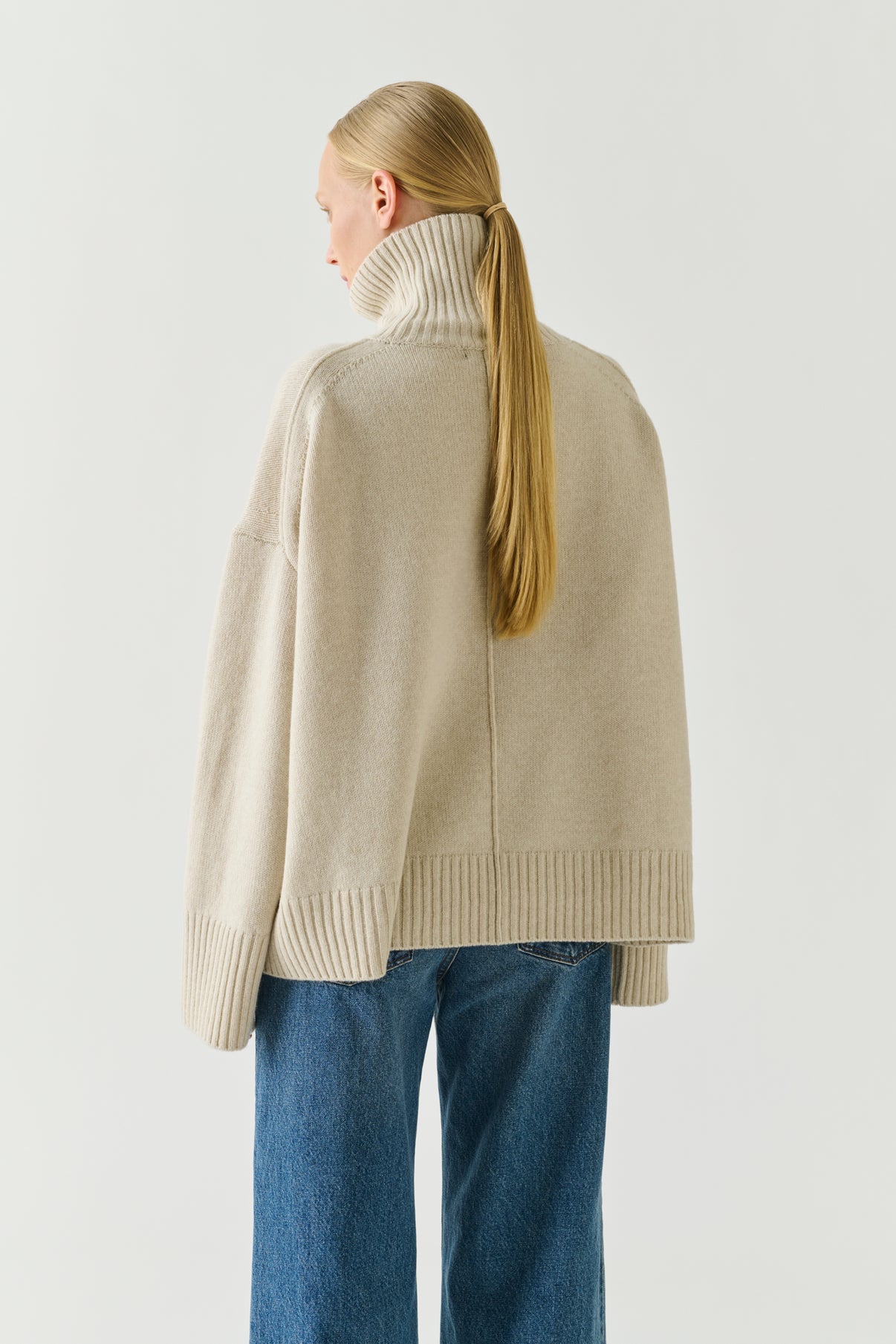 Pullover William - Ecru Meliert Merinowolle Stehkragen - Soeur vue 2