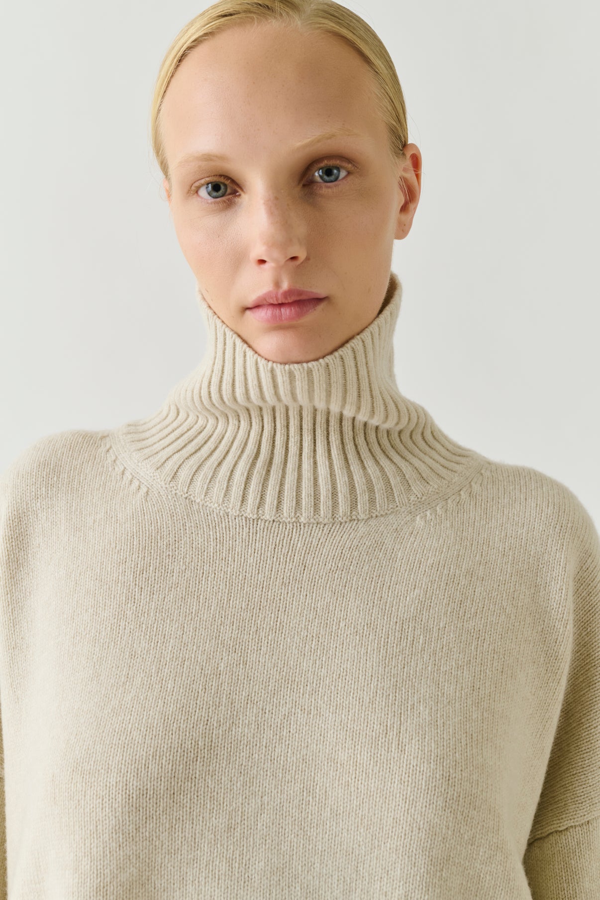 Pullover William - Ecru Meliert Merinowolle Stehkragen - Soeur vue 3