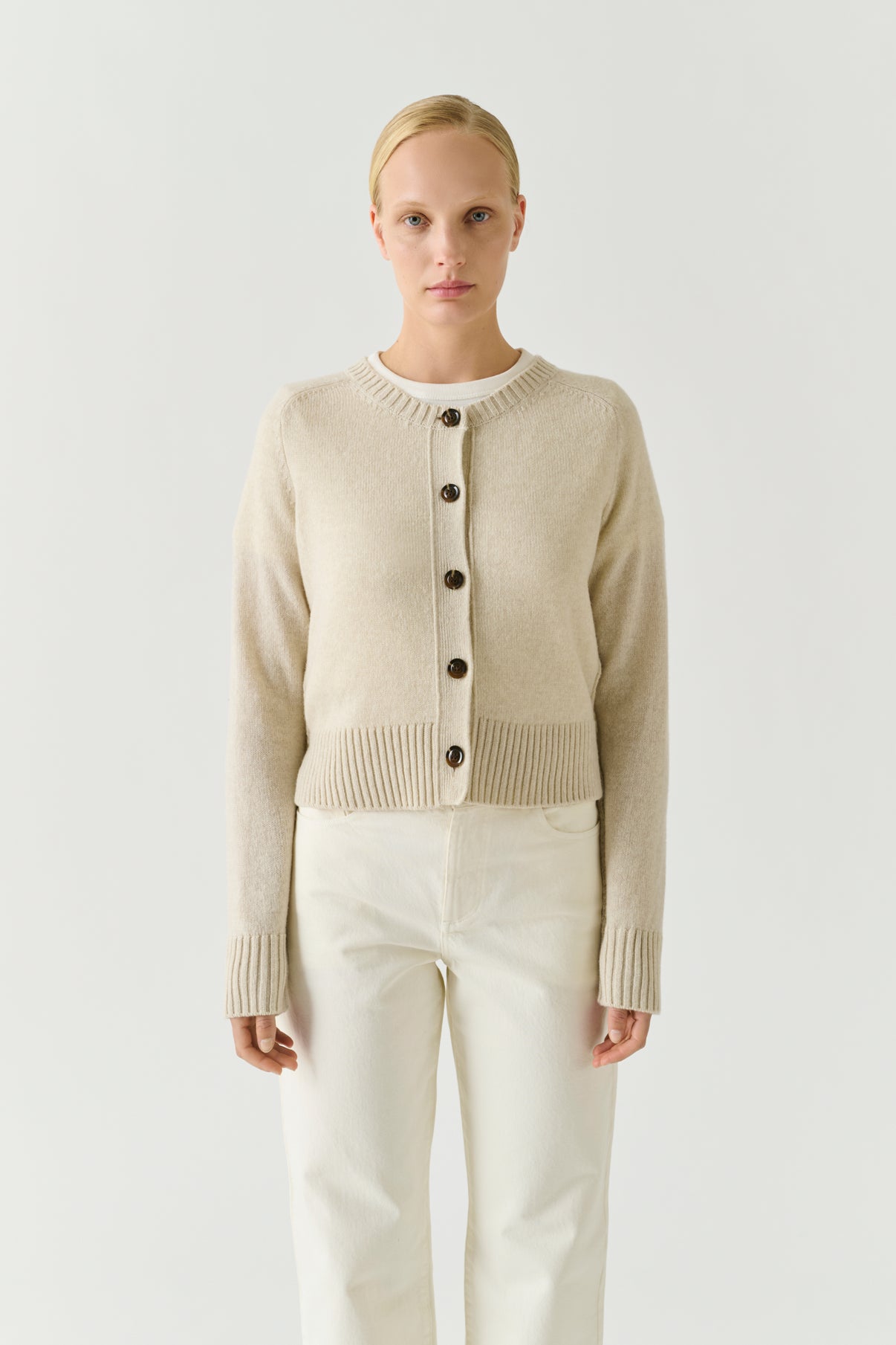 Cardigan Virginia – Écru Chiné – Merinowolle – Damen vue 1