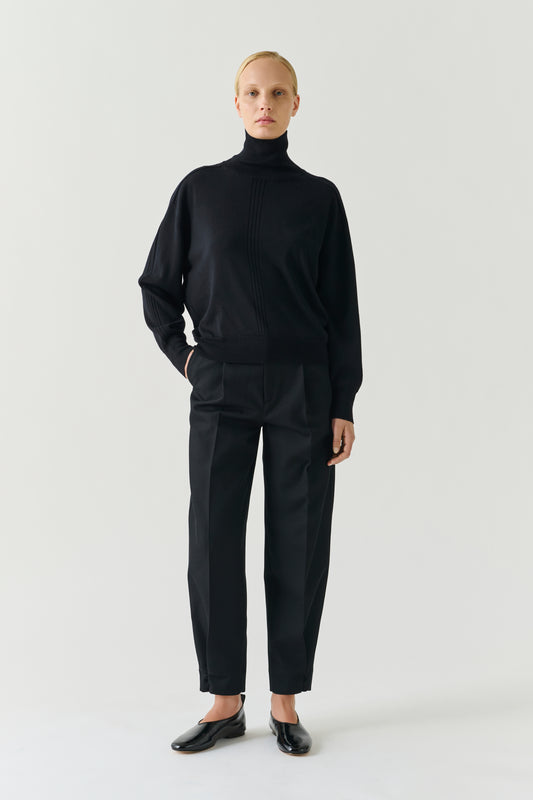 Pullover Nord - Schwarz Merinowolle Rollkragen Oversize - Soeur