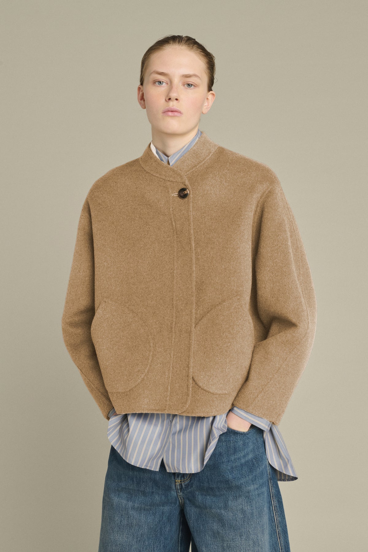 Mantel Windsor - Camel Meliert - Wolle - Damen vue 1