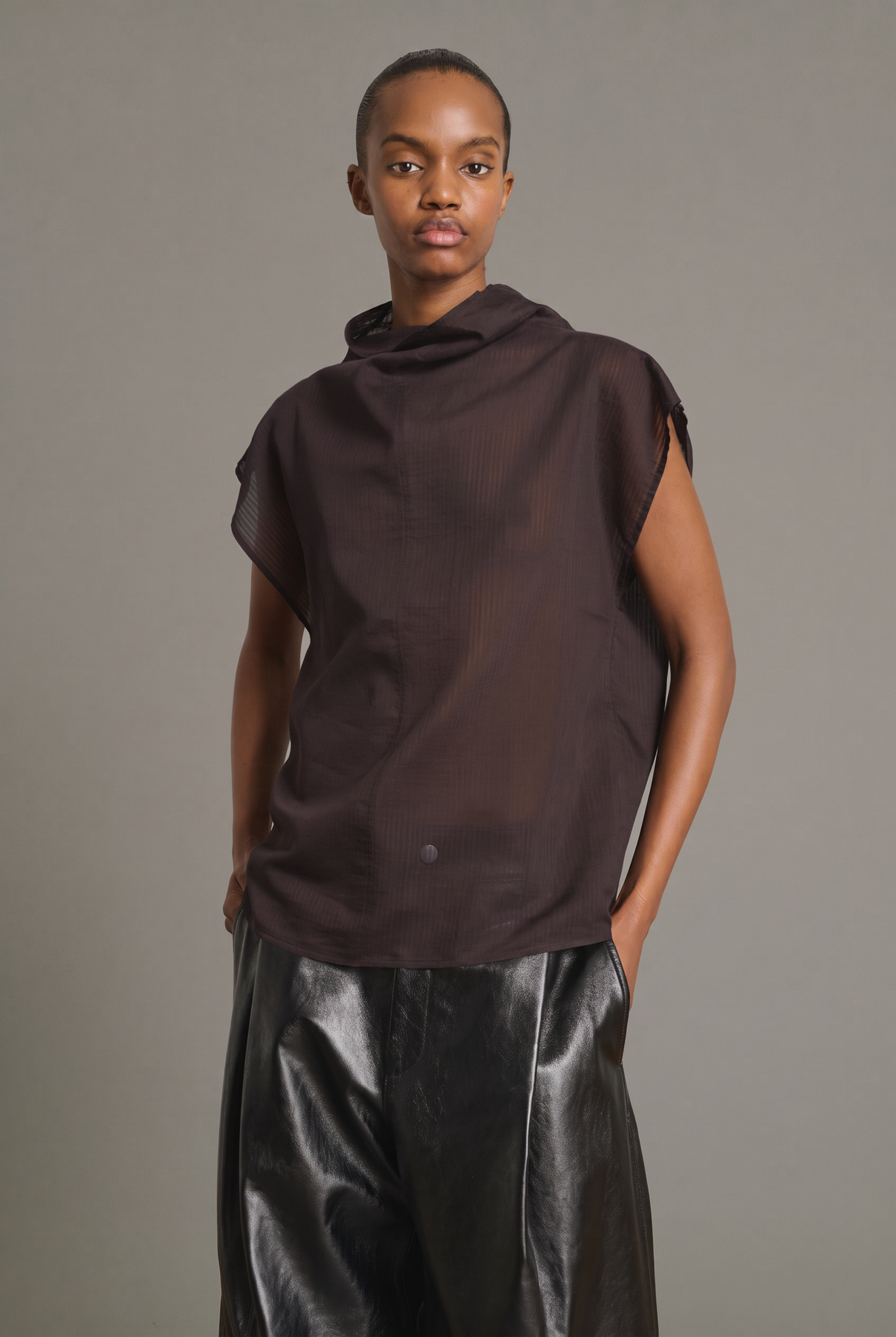 Blouse Izumi - Figue/Marron Coton biologique Sans Manches - Soeur vue 1